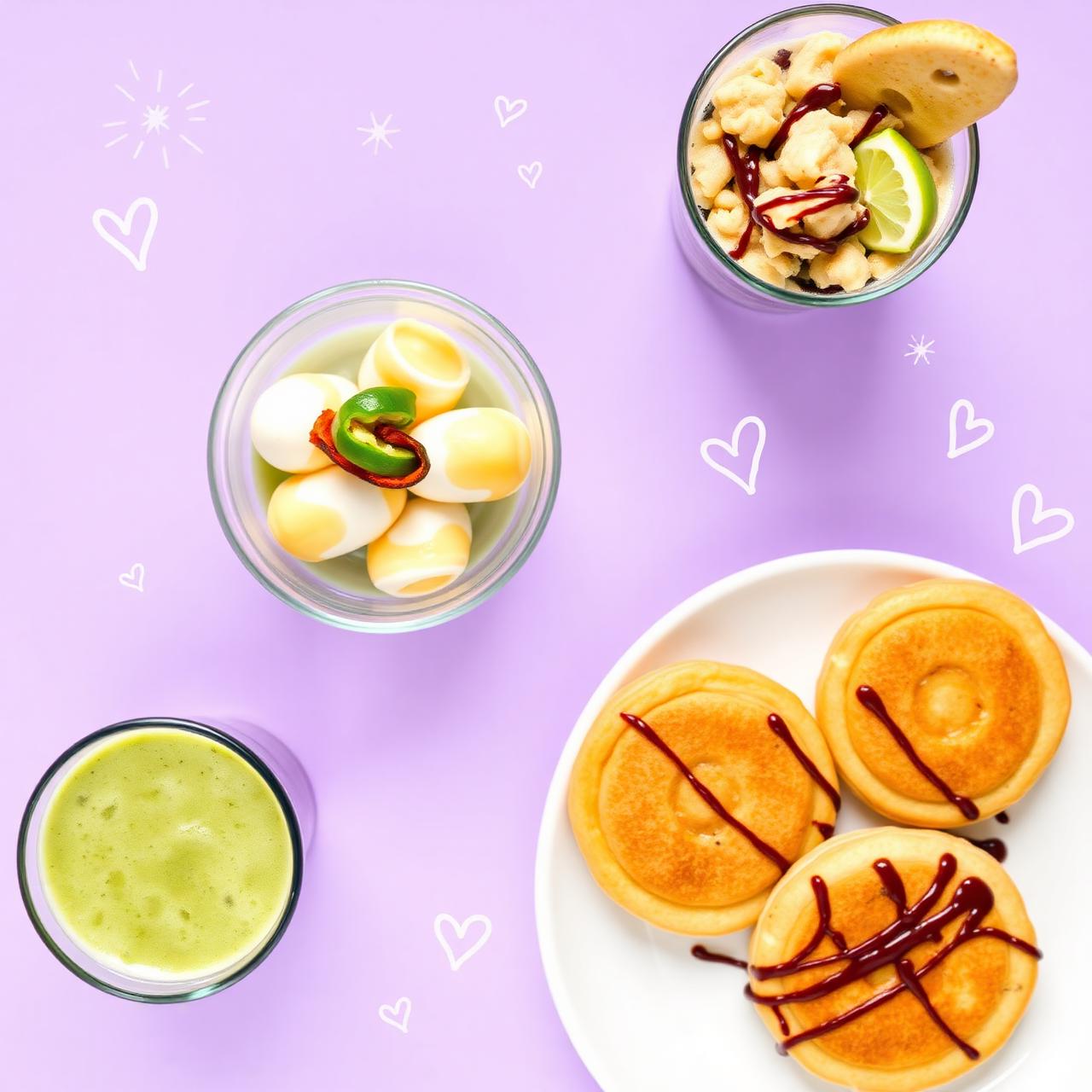 Antojitos, fresas, esquites, matcha y mini hotcakes de Las Plebes